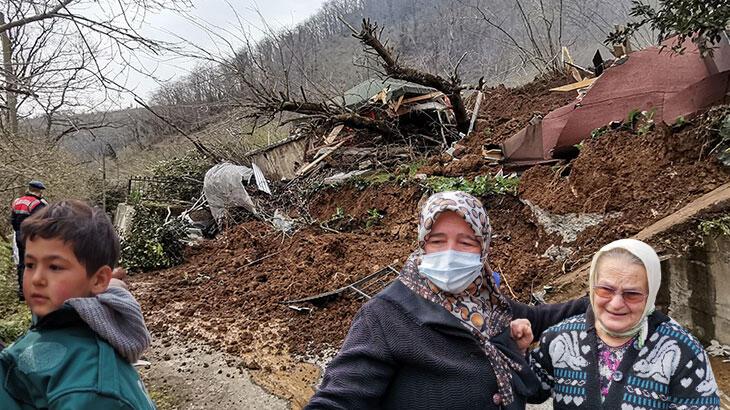 Ordu'da heyelan! Yıkılan evin altında kalmaktan saniyelerle kurtuldular