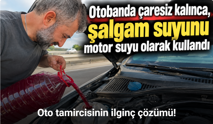 Oto tamircisi otobanda çaresiz kalınca, şalgam suyunu motor suyu olarak kullandı