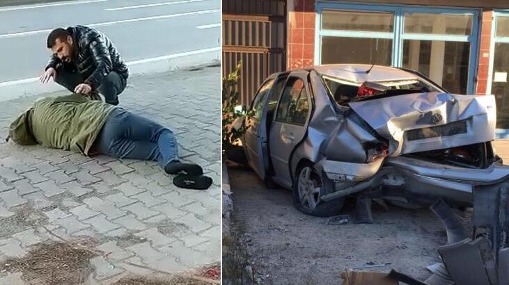 Otomobil kaldırımda yürüyen yayalara çarptı: 3 yaralı