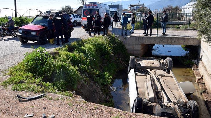 Otomobil sulama kanalına düştü: 2 yaralı
