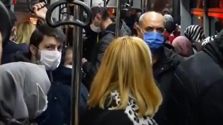 Özel halk otobüsünde şoföre 'sosyal mesafe' tepkisi kamerada