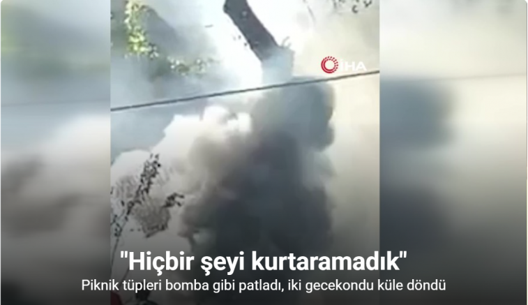 Piknik tüpleri bomba gibi patladı, iki gecekondu küle döndü
