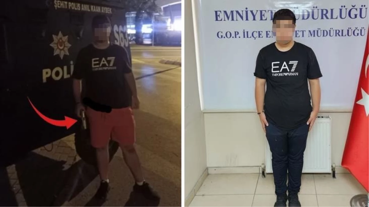 Polis araçlarının yanında silahlı fotoğraflar çekip paylaşan genç gözaltına alındı