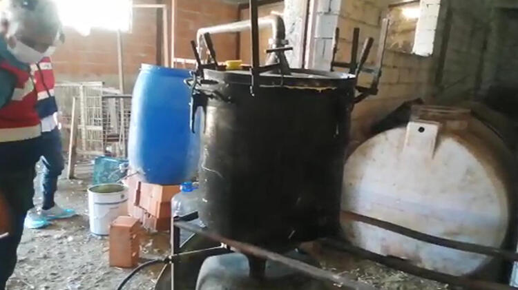 Sahte içki üretip, Hint keneviri yetiştiren şüpheliye gözaltı