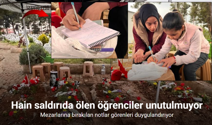 Saldırıda hayatını kaybeden öğrencilerin mezarlarına bırakılan notlar duygulandırıyor