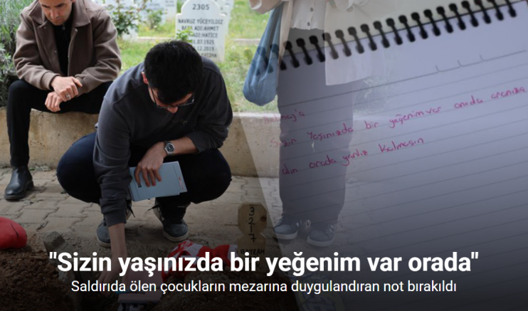 Saldırıda ölen çocukların mezarına duygulandıran not bırakıldı