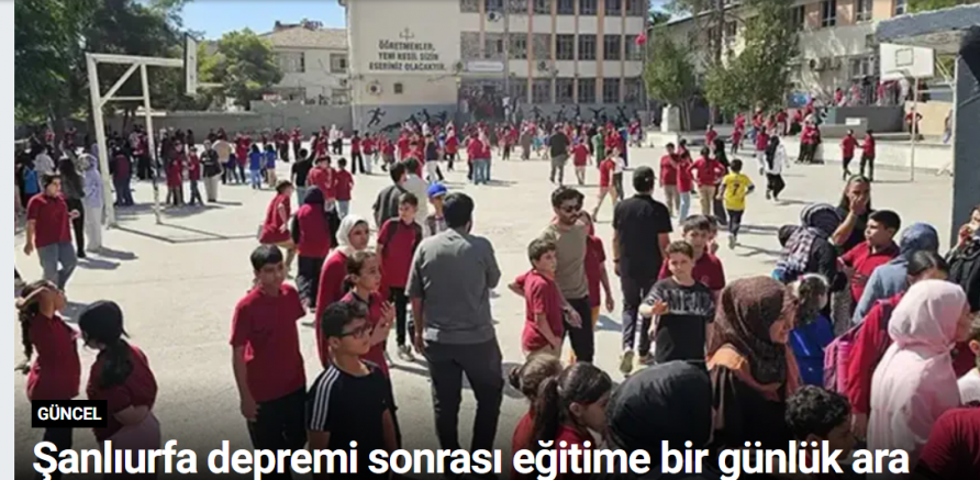 Şanlıurfa depremi sonrası eğitime bir günlük ara