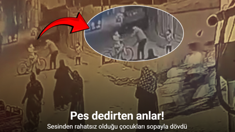 Sesinden rahatsız olduğu çocukları sopayla dövdü
