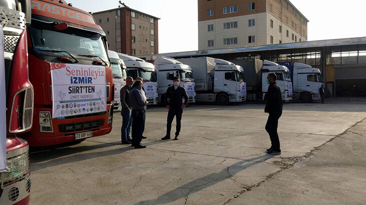 Siirt'ten, İzmir'e 10 TIR yardım malzemesi