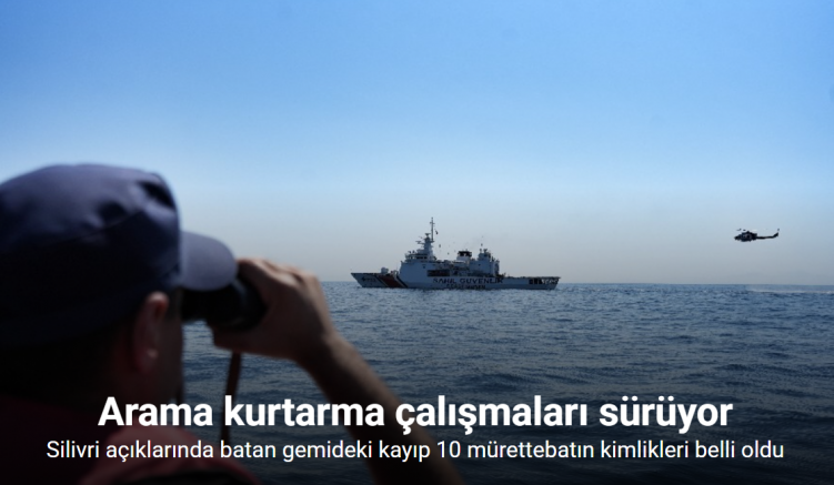 Silivri açıklarında batan gemideki kayıp 10 mürettebatın kimlikleri belli oldu