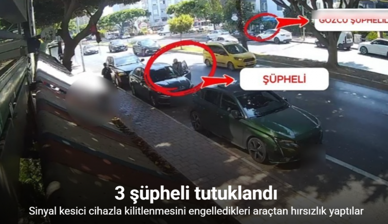 Sinyal kesici cihazla kilitlenmesini engelledikleri araçtan hırsızlık yaptılar