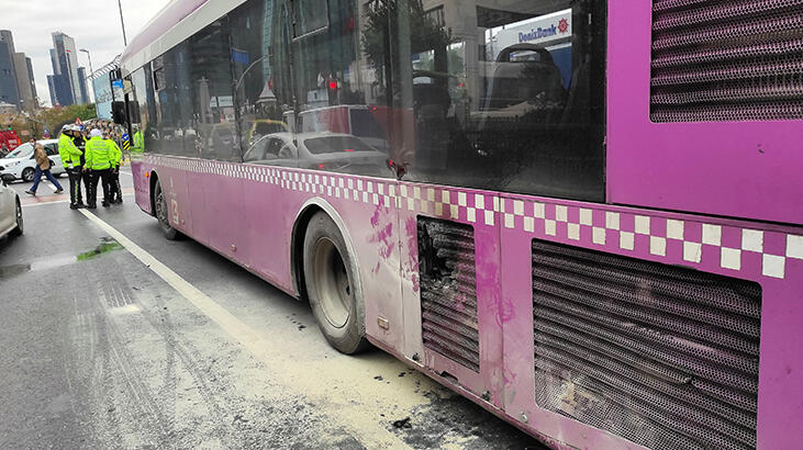 Şişli'de korku dolu anlar! İçinde yolcular varken alev aldı