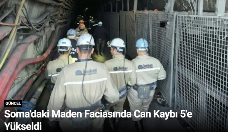 Soma'daki Maden Faciasında Can Kaybı 5'e Yükseldi