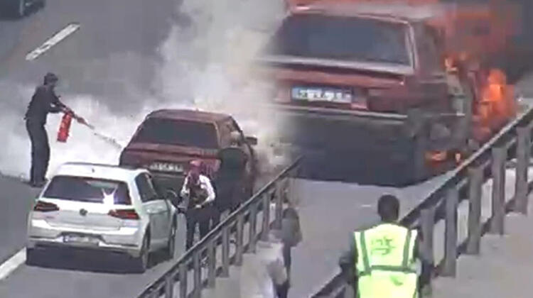 Son dakika... TEM Otoyolu'nda otomobil alev alev yandı!