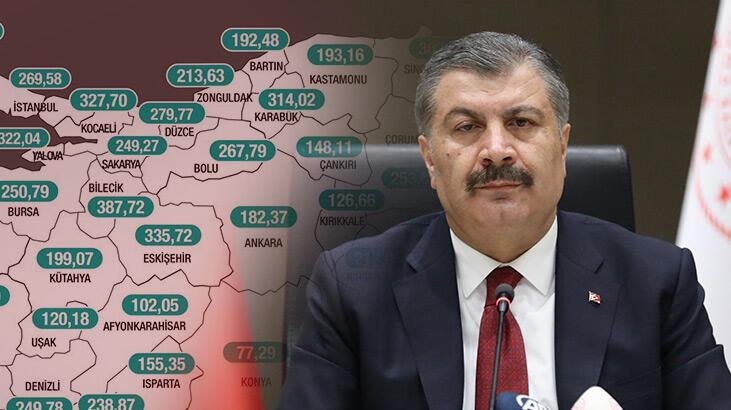 SON DAKİKA. Bakan Koca haritayı paylaştı! İşte haftalık vaka sayıları...