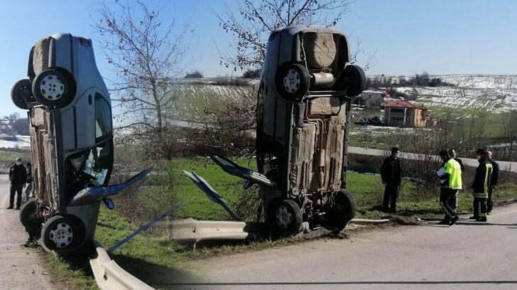 SON DAKİKA Akılalmaz kaza! Otomobil dik durdu