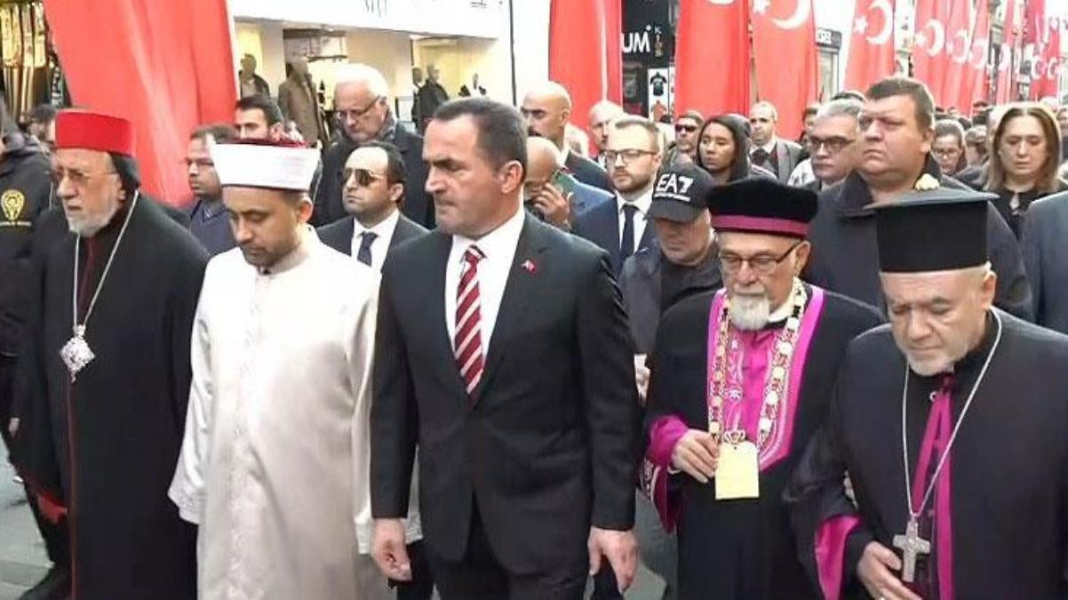 Son dakika! Kanlı saldırının yaşandığı İstiklal Caddesi'nde birlik ve beraberlik yürüyüşü düzenlendi