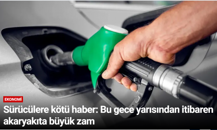 Sürücülere kötü haber: Bu gece yarısından itibaren akaryakıta büyük zam
