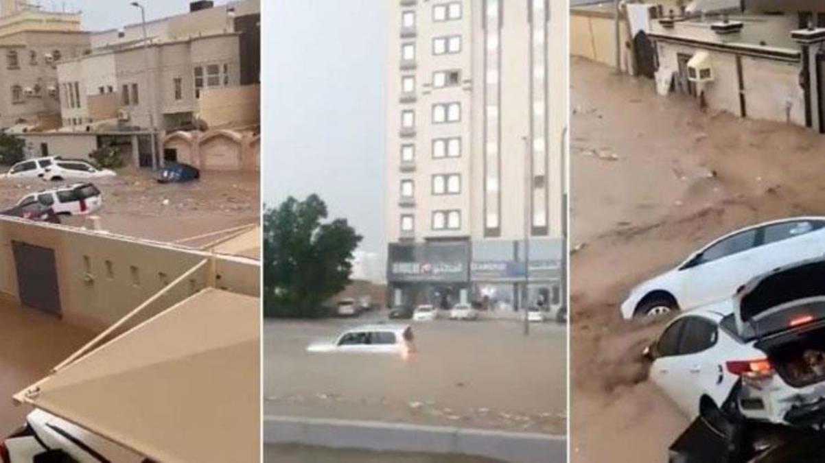 Suudi Arabistan'da rekor yağış! 3 yılık yağmur 6 saatte indi