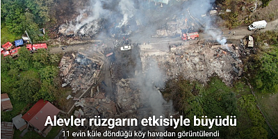 11 evin küle döndüğü köy havadan görüntülendi