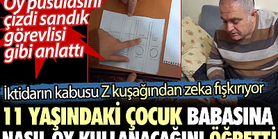 11 yaşındaki çocuk babasına nasıl oy kullanacağını öğretti. Oy pusulasını çizdi sandık görevlisi gibi anlattı