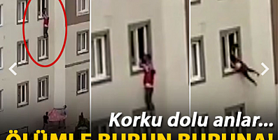 3'üncü kattaki evinin penceresinden düşerken son anda kurtarıldı; o anlar kamerada