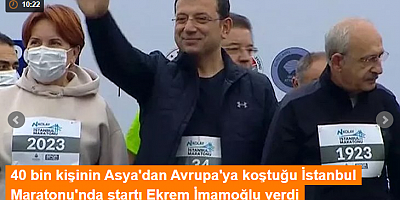 40 bin kişinin Asya'dan Avrupa'ya koştuğu İstanbul Maratonu'nda startı Ekrem İmamoğlu verdi