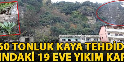 60 tonluk kaya tehdidi altındaki 19 eve yıkım kararı