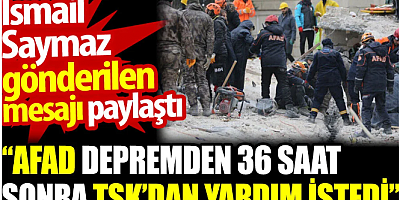 AFAD depremden 36 saat sonra TSK'dan yardım istedi. İsmail Saymaz gönderilen mesajı paylaştı