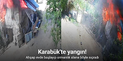 Ahşap evde başlayıp ormanlık alana sıçrayan yangının güvenlik kamerası görüntüleri ortaya çıktı