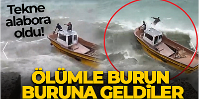 Alabora olan tekneyi kurtarmak isterken ölümle burun buruna geldiler