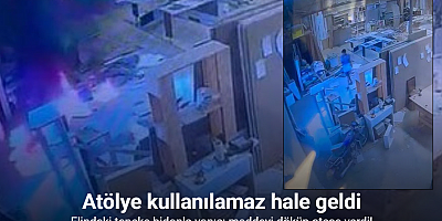 Alanya’da mobilya atölyesinin kundaklandığı anlar güvenlik kamerasında