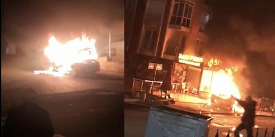 Alev topuna dönen taksi kendiliğinden hareket etti