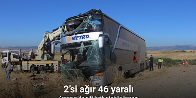 Amasya’da çift katlı otobüs kazası: 2’si ağır 46 yaralı