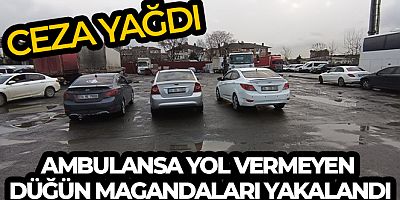 Ambulansa yol vermeyen konvoydaki araç sürücüleri yakalandı