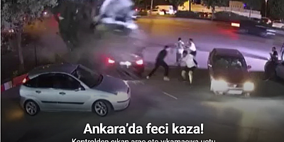 Ankara’da kontrolden çıkan aracın oto yıkamacıya uçtuğu anlar kamerada