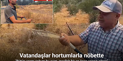 Antalya’da alevlerin yaklaştığı mahallede vatandaşlar hortumlarla nöbette