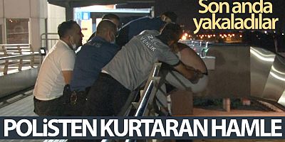 Antalya'da üst geçitteki intihar girişimi polisin hamlesiyle önlendi