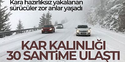 Antalya-Konya karayolunda kar kalınlığı 30 santime ulaştı