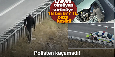 Aracı arızalanmış gibi davranan ehliyetsiz sürücü polisin dronlu takibi ile yakalandı
