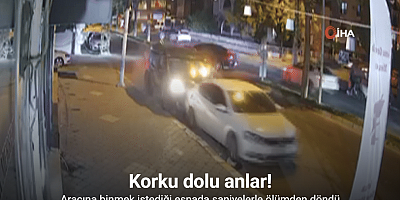 Aracına binmek istediği esnada saniyelerle ölümden döndü: O anlar kamerada