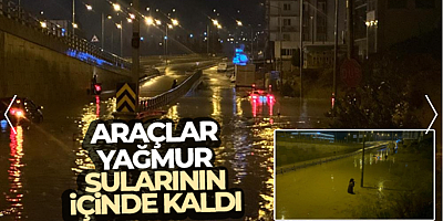 Araçlar yağmur sularının içinde kaldı