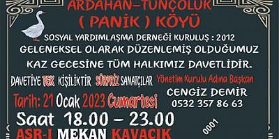 ARDHAN -TUNÇOLUK (PANİK )KÖYÜ KAZ GECESİ 