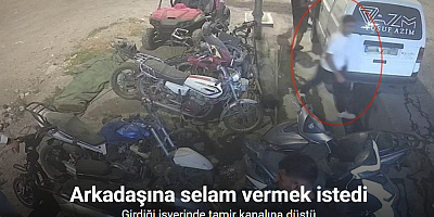 Arkadaşına selam vermek için girdiği işyerinde tamir kanalına düştü