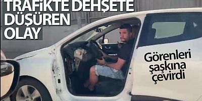 Ataşehir'de kapısı olmadan trafikte seyreden otomobil görenleri şaşkına çevirdi