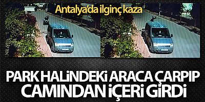 ATV sürücüsü park halindeki araca çarpıp camından içeri girdi