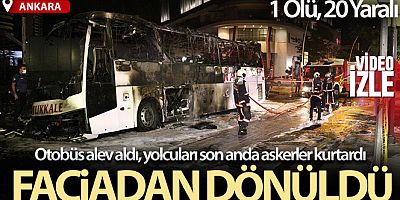 Aydınlatma direğine çarpan yolcu otobüsü yandı: 1 ölü, 3'ü ağır 17 yaralı