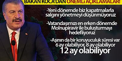Bakan Koca: 'Yeni dönemde biz kapatmalarla salgını yönetmeyi düşünmüyoruz'