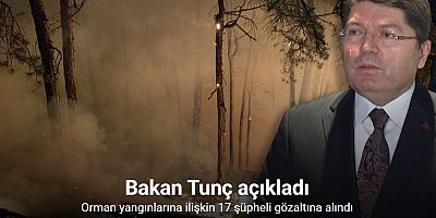 Bakan Tunç açıkladı: Orman yangınlarına ilişkin 17 şüpheli gözaltına alındı