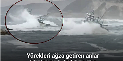 Balıkçı teknesinin dev dalgalarla mücadelesi: Yürekleri ağza getiren anlar